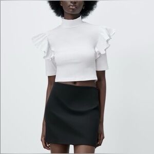 ZARA White Ruffled Women's Top